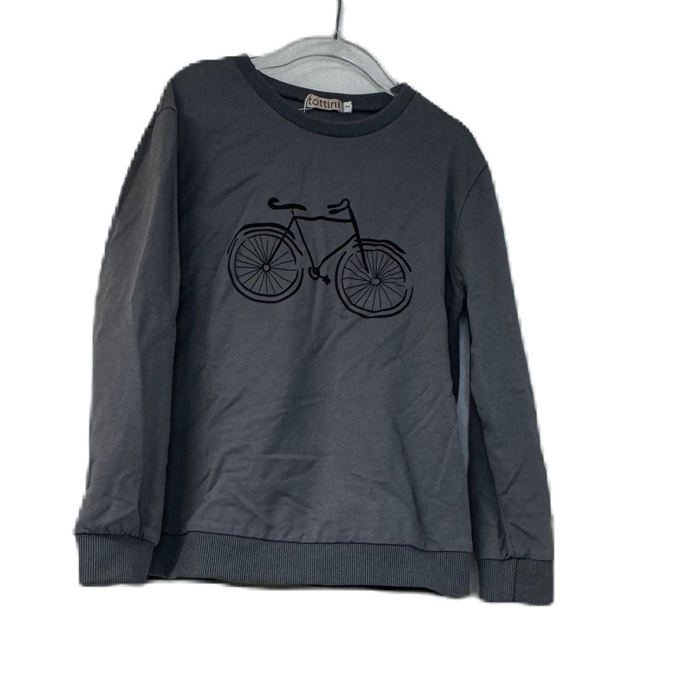 Tottini girls sz 7 gray bike logo crewneck sweatshirt casual fun winter fall